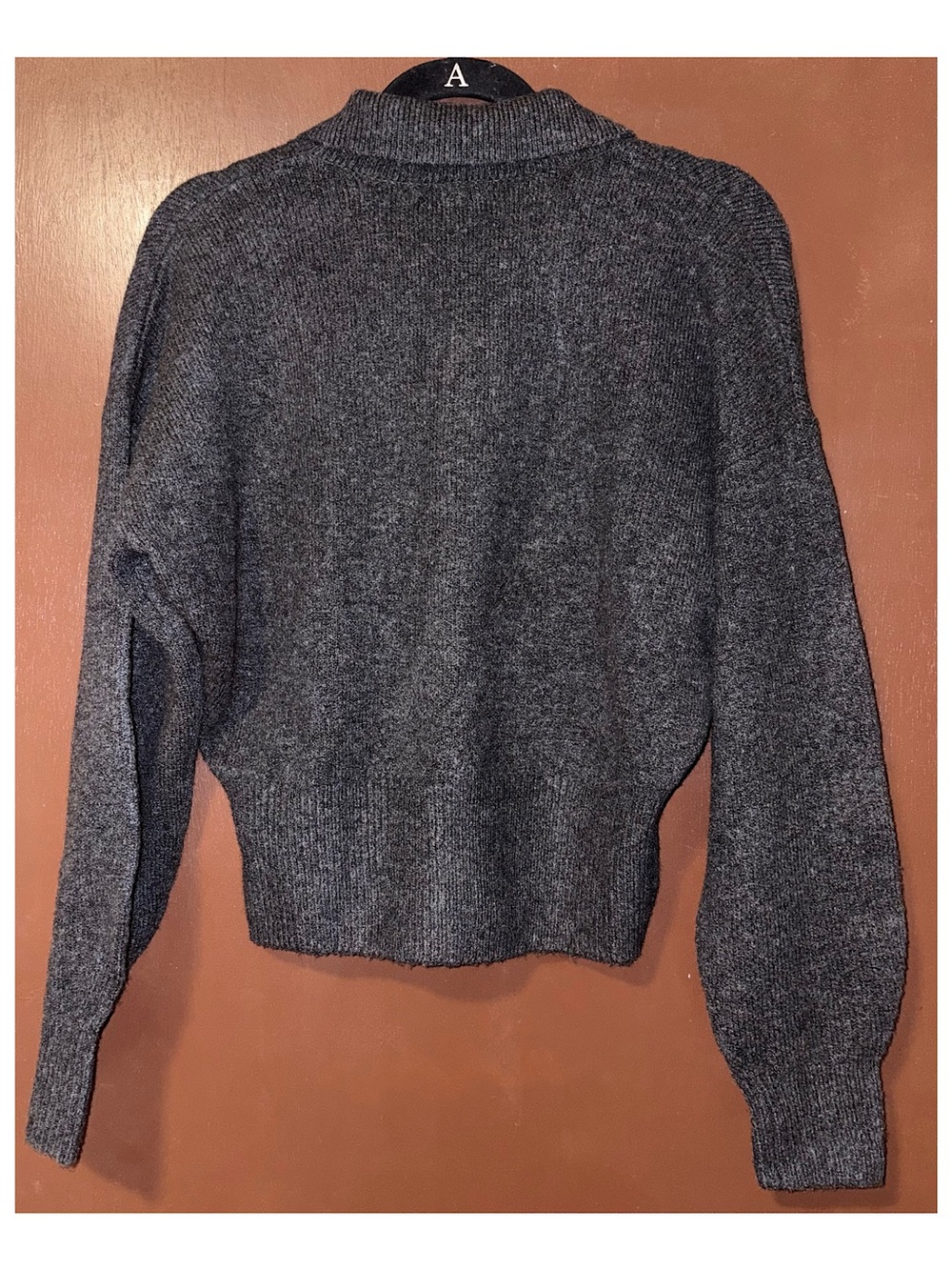A New Day Long Sleeve Heart Button Cardigan Sweater (Charcoal Heather - Medium) - Picture 9 of 11
